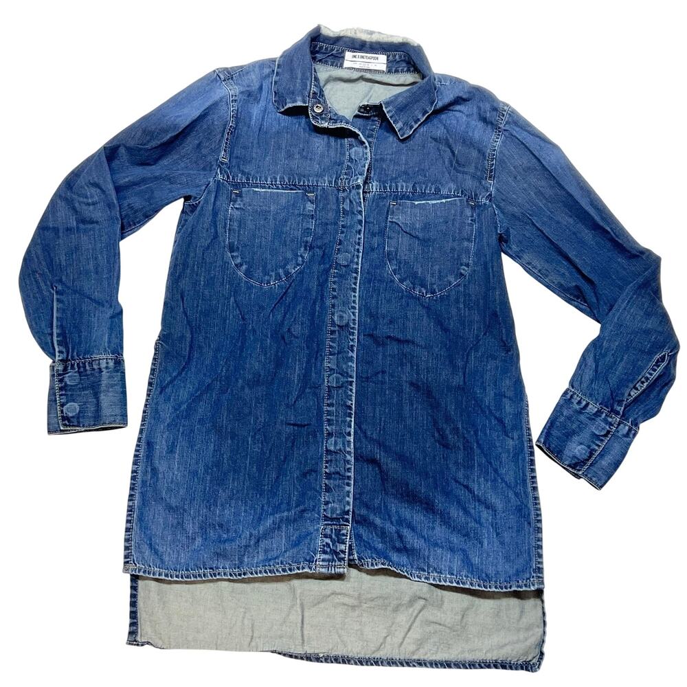 ONE X ONE TEASPOON Womens Shirt Dress Size Small Blue Denim Snap Buttons Long
